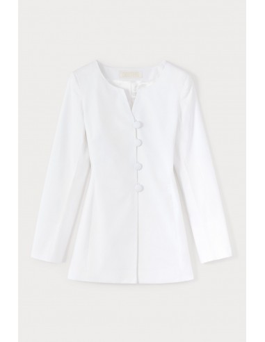 Chemise ajustée en popeline blanche avec détails de boutons pas cher chine