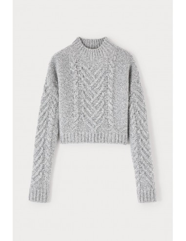 Pull gris en laine torsadée de pas cher